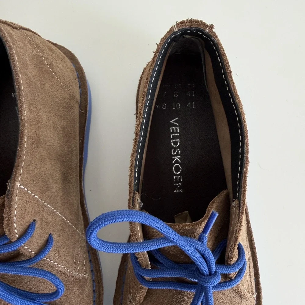 Veldskoen Boots Mens 8 Brown Suede Ankle Chukka Blue Sole Lace Up Casual Boots
